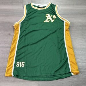 Oakland Athletics Jersey Mens XL Green Yellow Tank Top Basketball 916 SGA